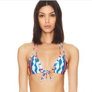 Brand new! Montce Swim Bikini Halter Swim Top Abstract black pink small